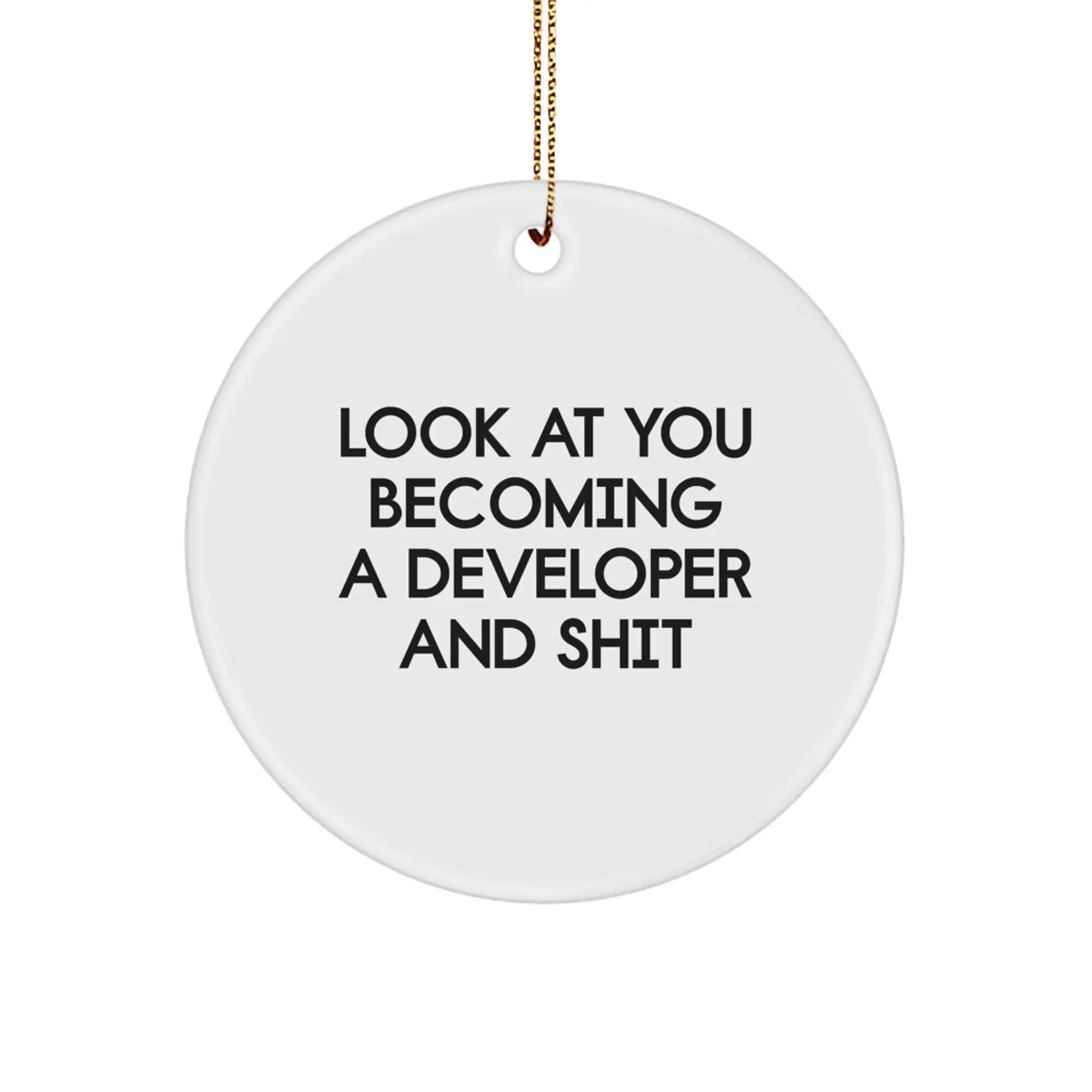 Funny Developer Gifts from Friends for Men Christmas Unique Ornaments - 'Look At You Becoming A Developer And Shit' - Image 1