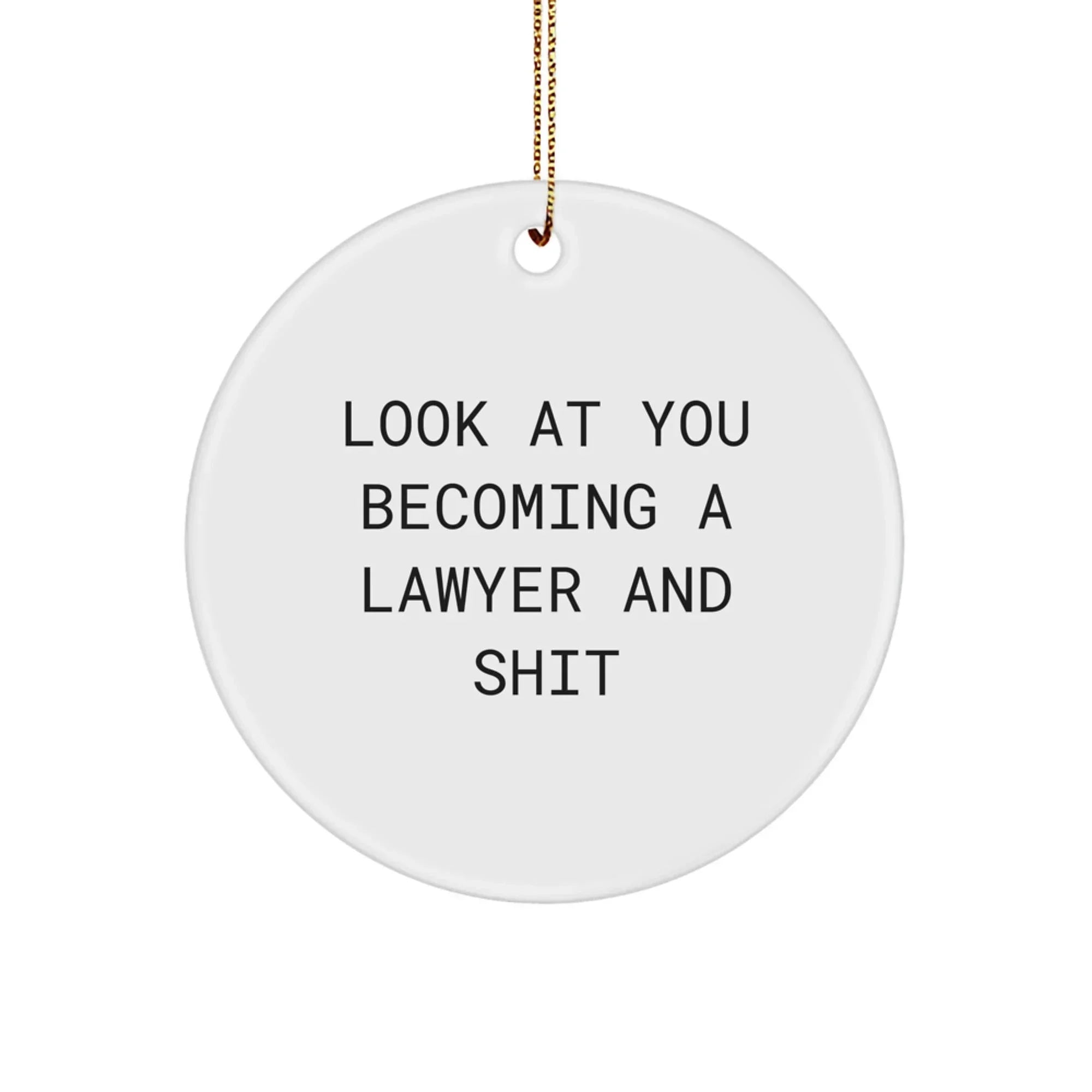 Funny Lawyer Gift Circle Ornament, 'Look At You Becoming A Lawyer And Shit', Christmas Unique Gifts for Men, Women, Friends, Coworkers, Family