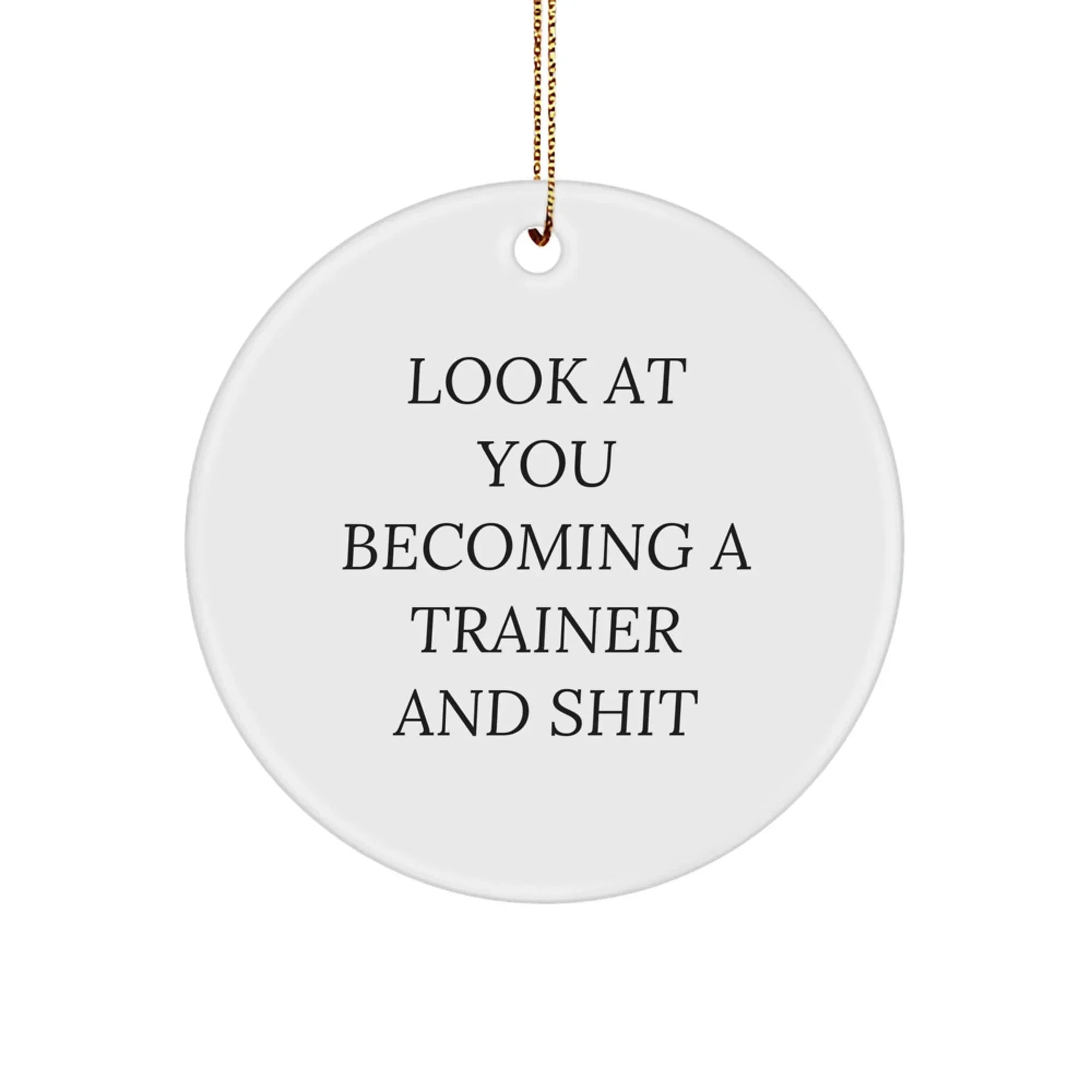 Funny Trainer Circle Ornament, Look At You Becoming A Trainer And Shit, Gifts from Friends for Trainers, Unique Christmas Unique Gifts for Men