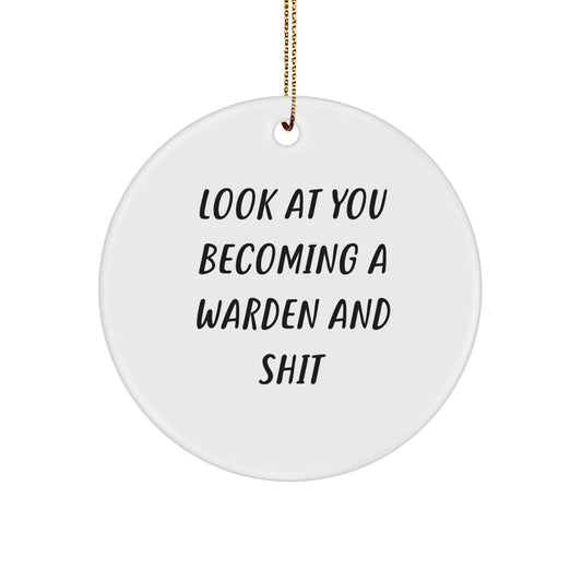 Funny Warden Circle Ornament Gifts from Men to Friends, Unique Christmas Unique Gifts for Warden Lovers, Warden - Image 1
