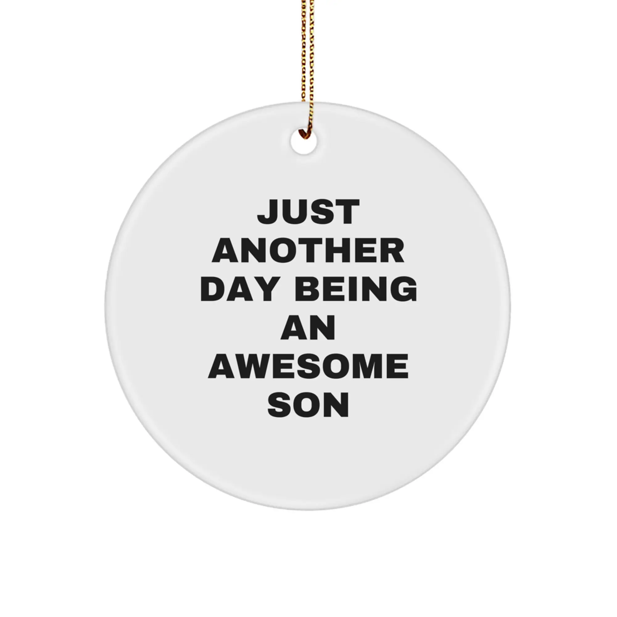 Funny Son Gifts from Dad - Just Another Day Being An Awesome Son Circle Ornament, Christmas Unique Presents for Men Son - Image 1