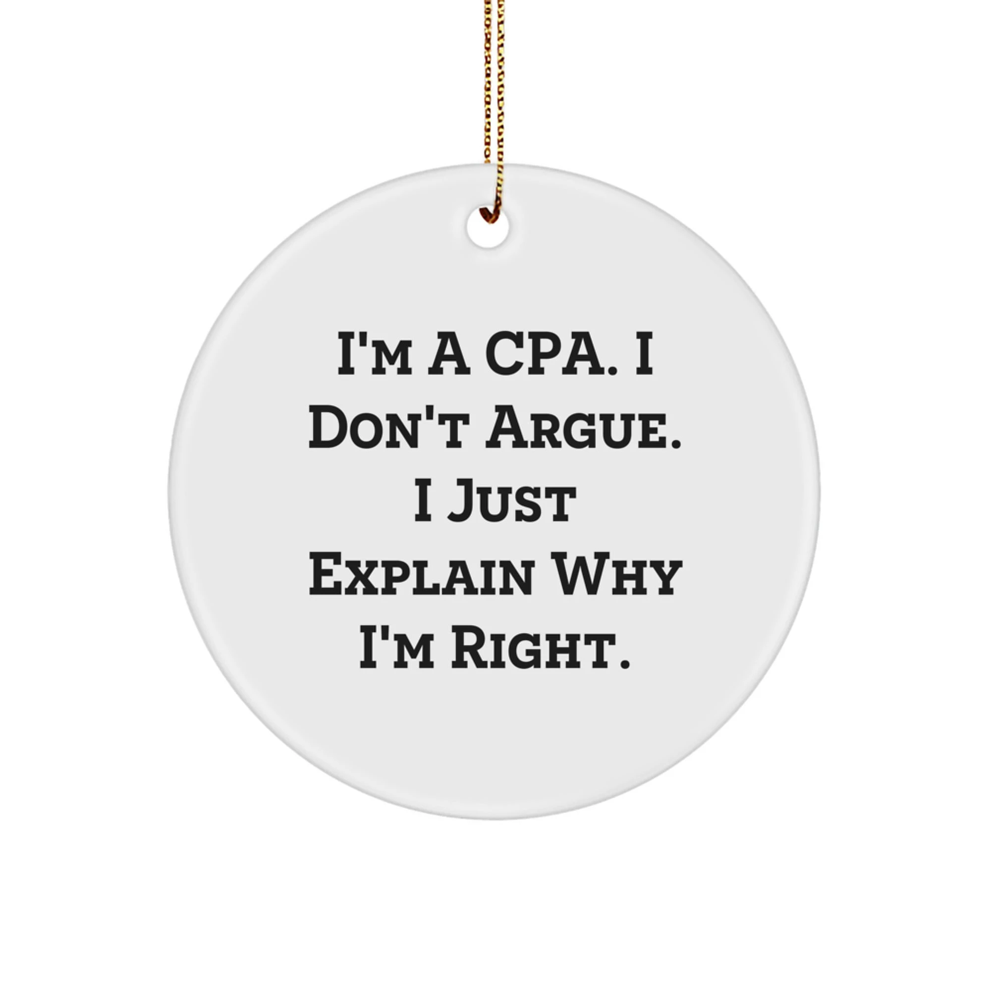 Funny CPA Gifts from Friends, Christmas Unique Circle Ornament, Inspirational Quote for Accountants