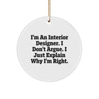 Funny Interior Designer Gifts for Women, Circle Ornament Christmas Unique Presents from Family to Interior Designer Friends
