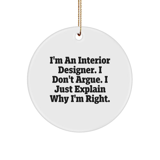 Funny Interior Designer Gifts for Women, Circle Ornament Christmas Unique Presents from Family to Interior Designer Friends - Image 1