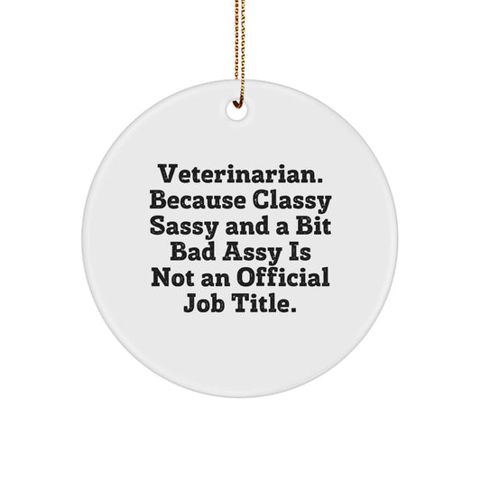 Funny Veterinarian Gifts, Circle Ornaments with Veterinarian Quote, Unique Christmas Memorable Presents for Veterinarians from Friends and Family - Image 1