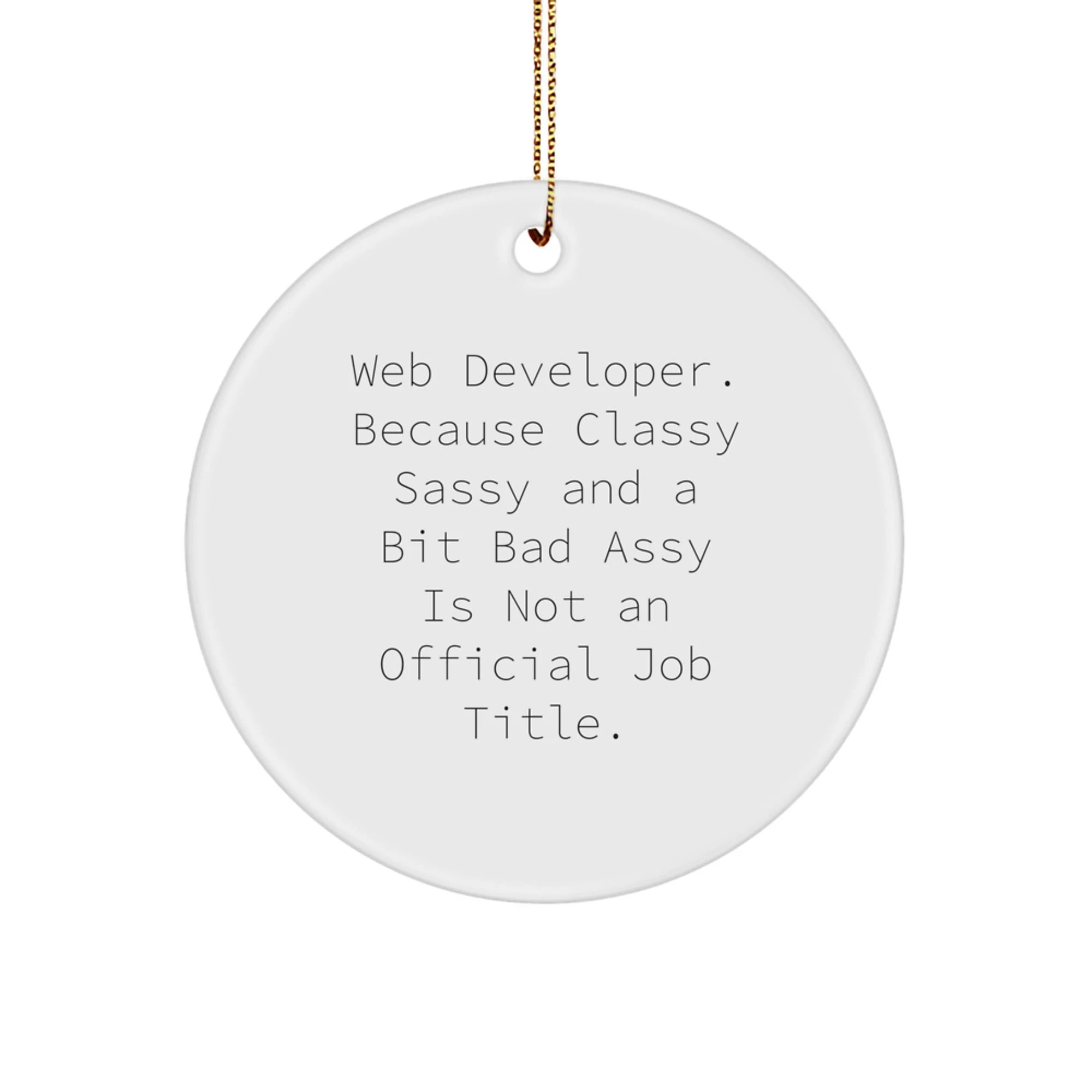 Funny Web Developer Gifts for Men, Unique Circle Ornaments with 'Web Developer. Because Classy Sassy And A Bit Fearlessy Is Not An Official Job Title.' Quote, Perfect for Christmas - Image 1