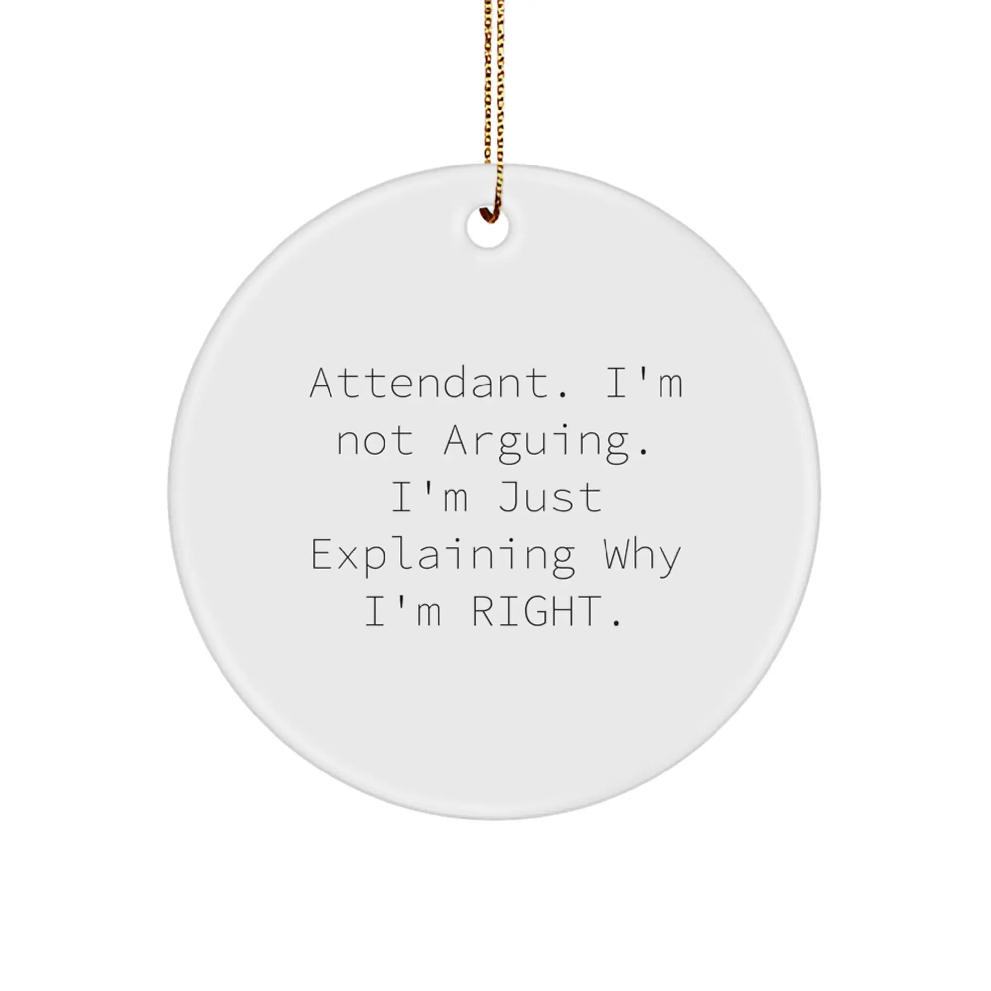 Funny Attendant Gifts from Friends, Attendant Circle Ornament with Inspirational Quote, Christmas Unique Gifts for Attendant - Image 1