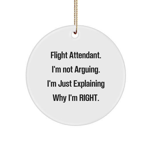 Funny Flight Attendant Gifts for Christmas, Flight Attendant Circle Ornament Humor, Gifts from Friends to Flight Attendant Coworkers - Image 1