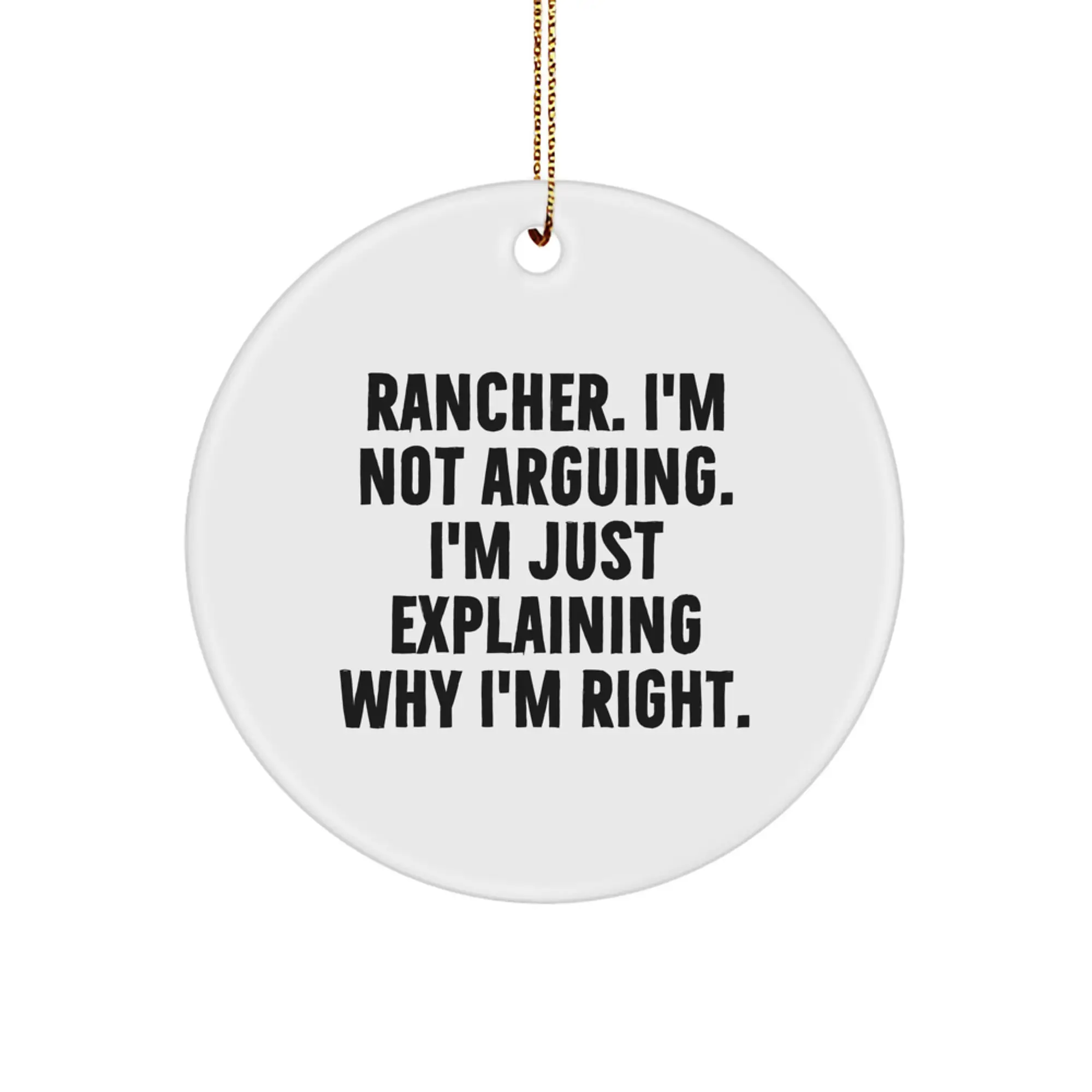 Funny Rancher Gifts from Friends, Personalized Circle Ornament, Inspirational Rancher Christmas Unique Gifts - Image 1