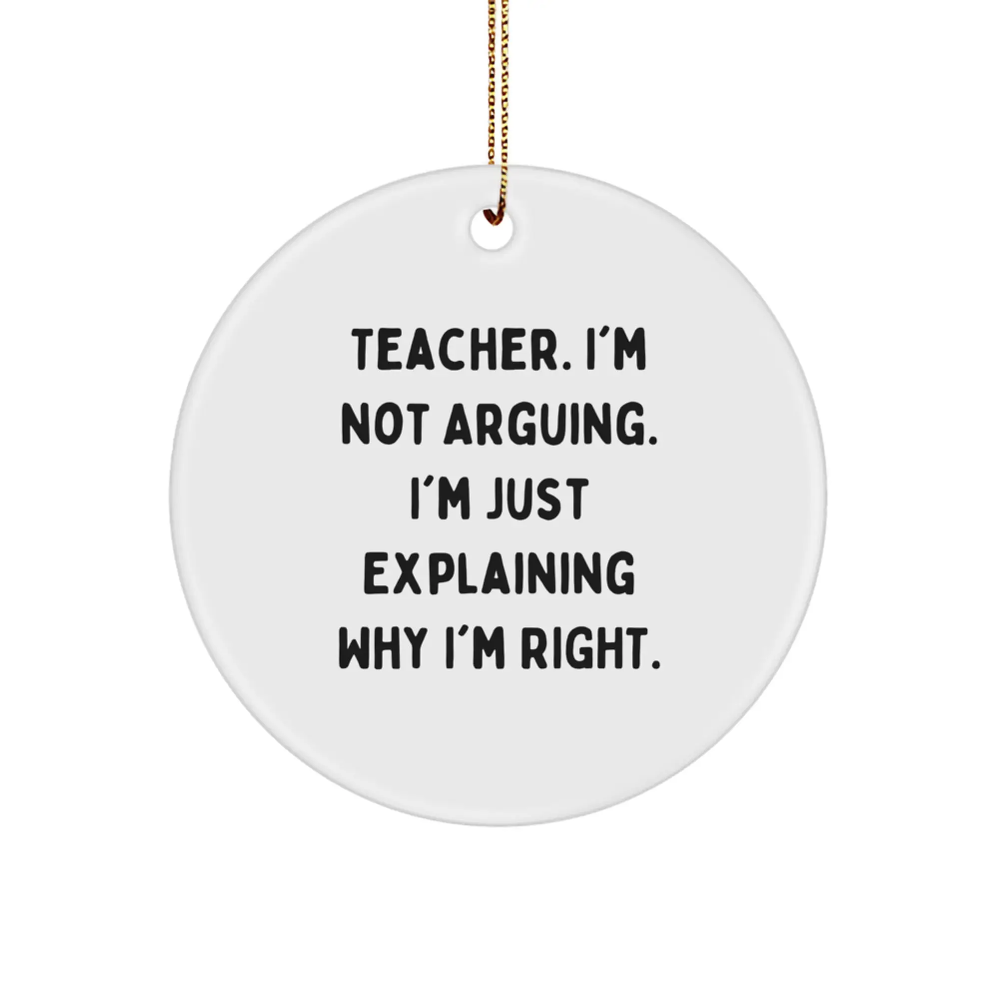 Christmas Gift for Her Teacher Keepsake Circle Ornament Present - Image 1