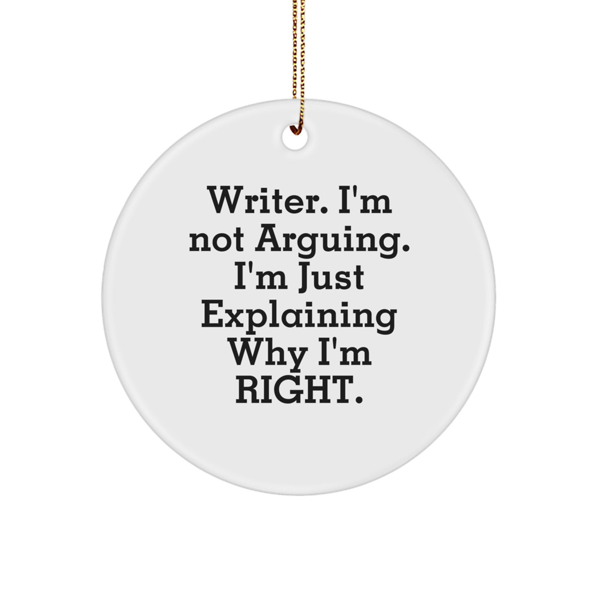 Unique Writer Gifts from Friends, Funny Writer Circle Ornament for Writers, Christmas Office Decor - Image 1