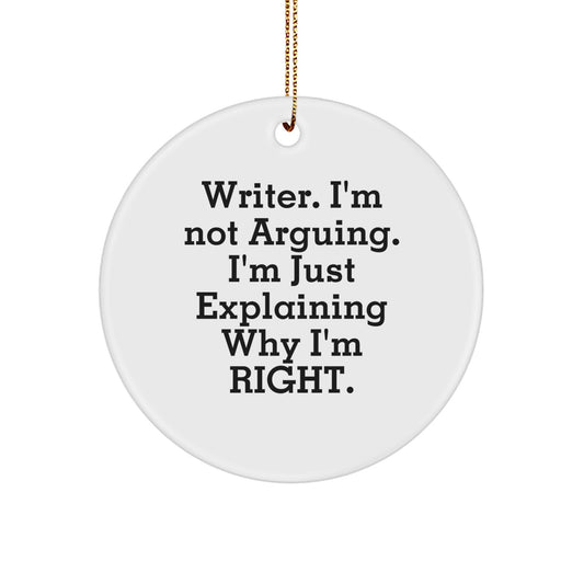 Unique Writer Gifts from Friends, Funny Writer Circle Ornament for Writers, Christmas Office Decor - Image 1