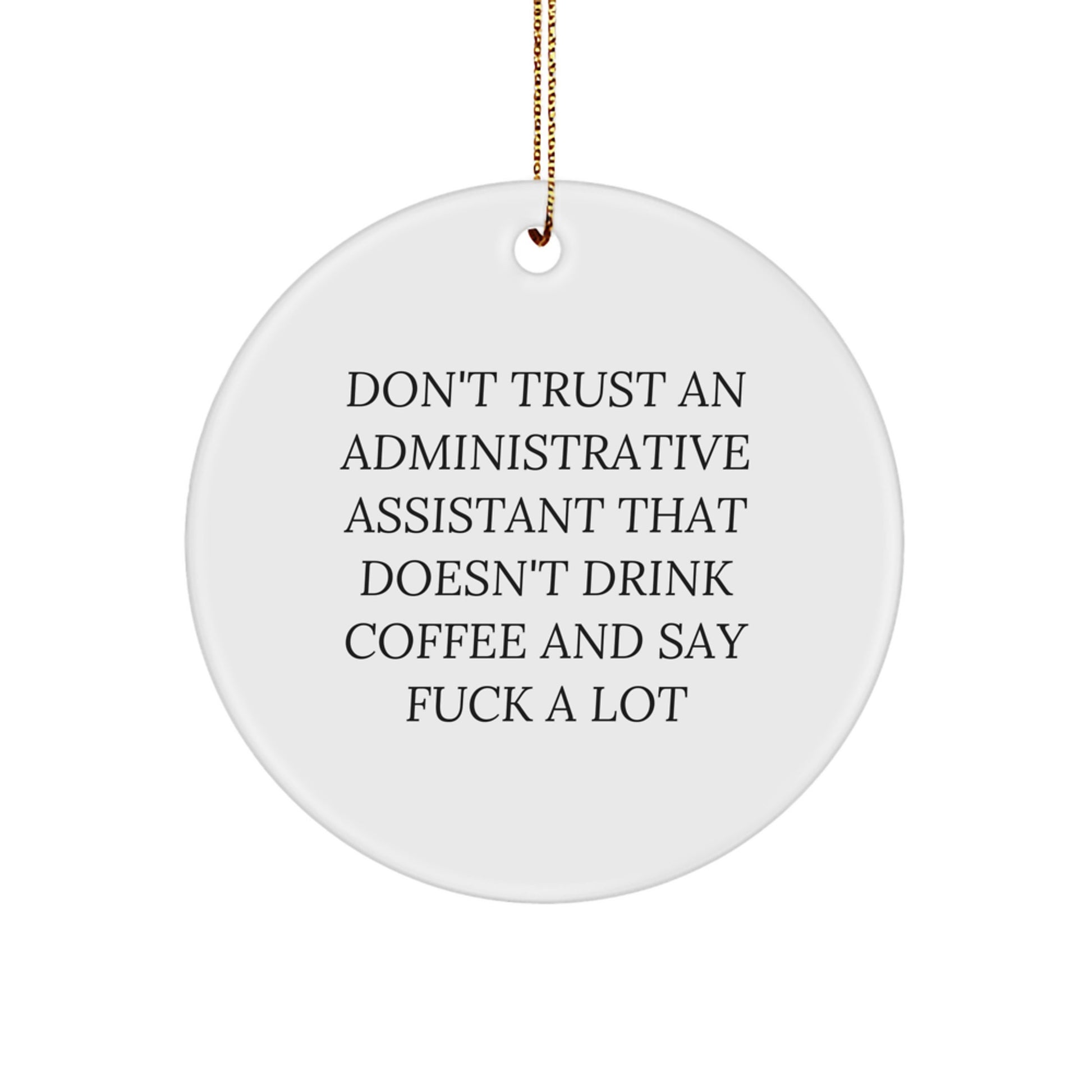 Funny Office Gifts for Administrative Assistant, Christmas Circle Ornament with Sassy Quote, Gifts from Friends and Family - Image 1