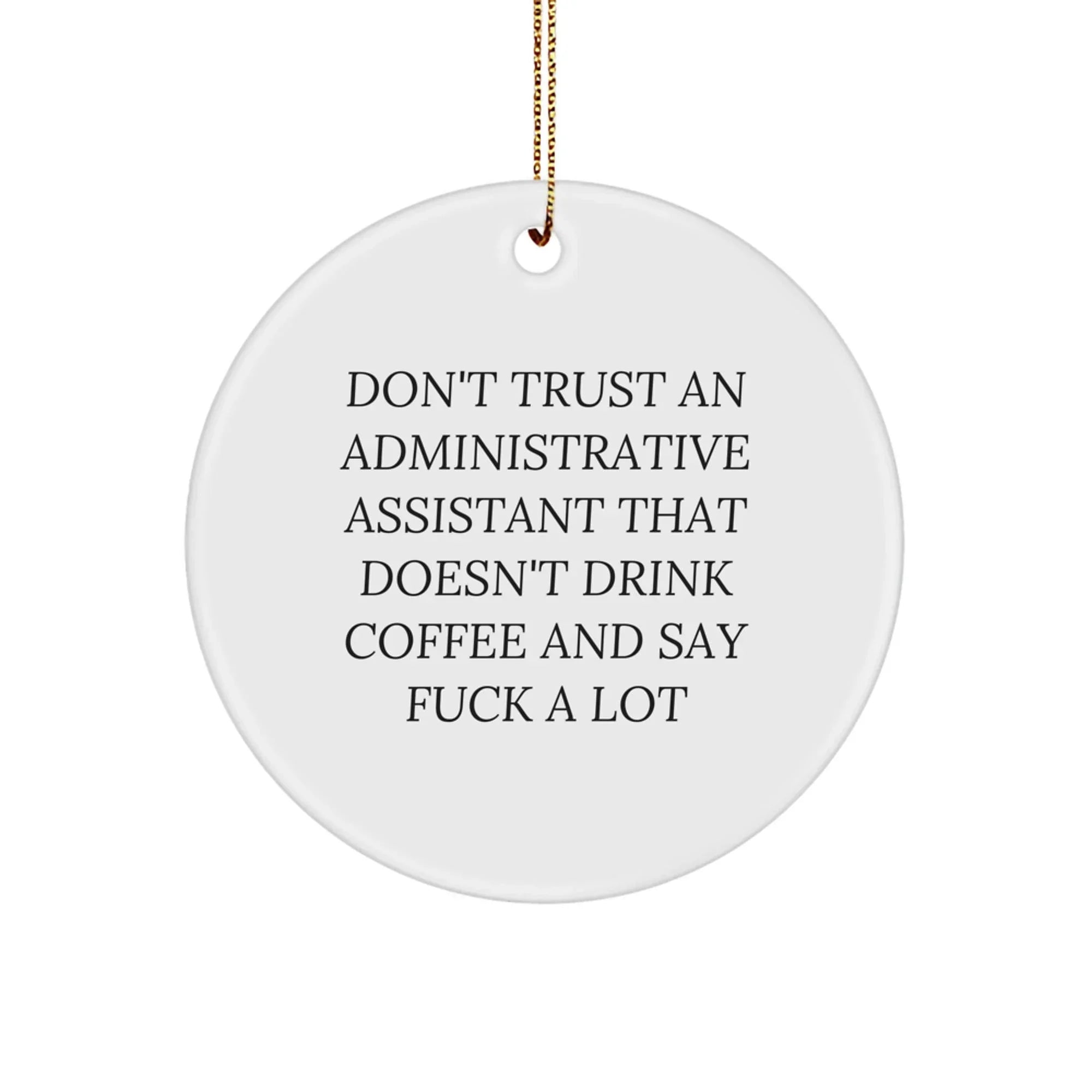 Funny Office Gifts for Administrative Assistant, Christmas Circle Ornament with Sassy Quote, Gifts from Friends and Family