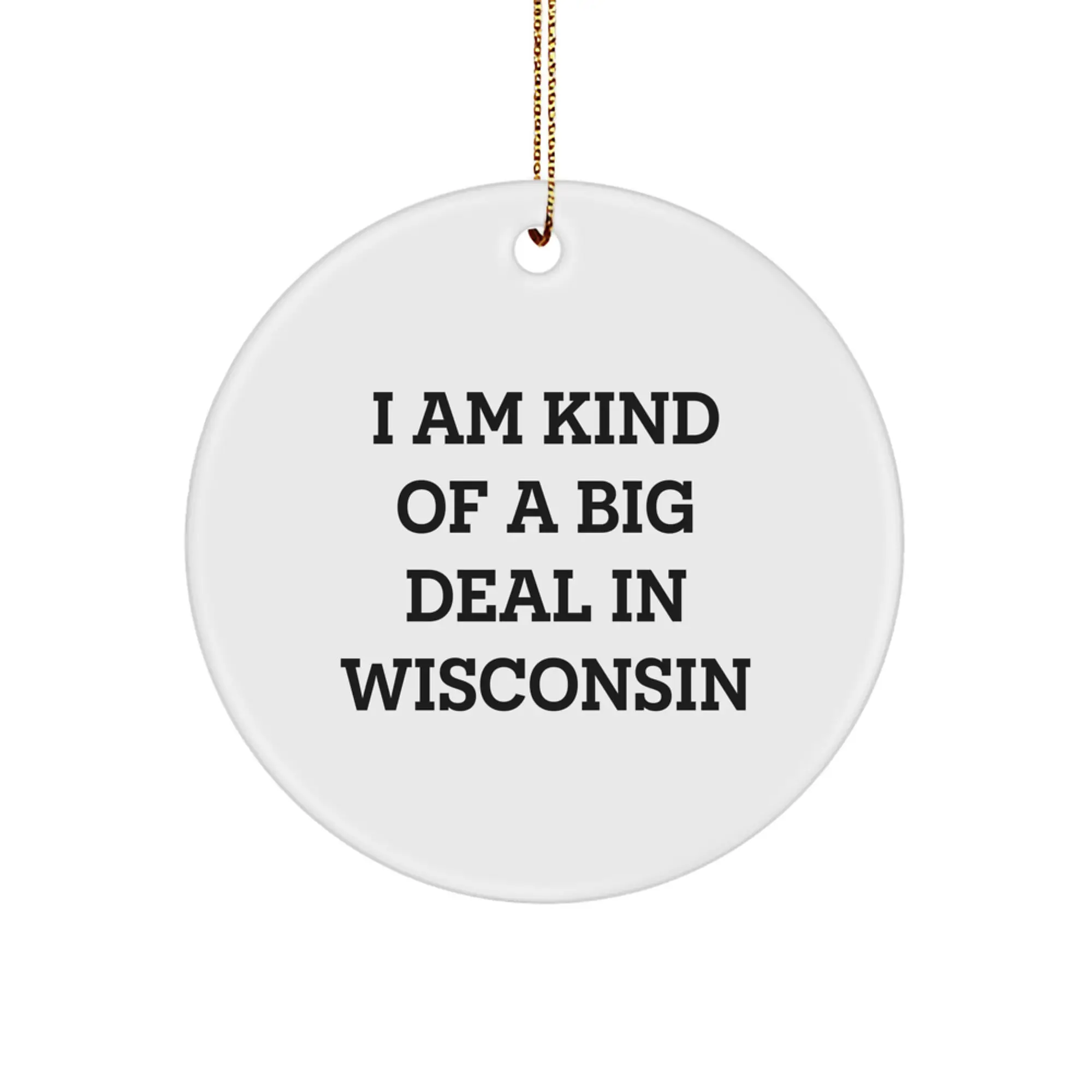 Wisconsin Circle Ornament Funny Quote Gifts from Friends to Family Members, 'I Am Kind Of A Prime Selection In Wisconsin' Circle Shaped Christmas Unique Gifts - Image 1