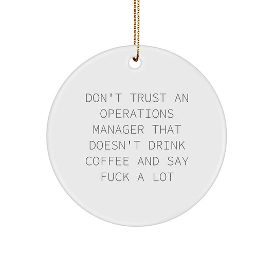 Funny Operations Manager Gifts from Friends, White Circle Ornament with Sassy Quote, Unique Christmas Unique Gifts for Operations Manager - Image 1