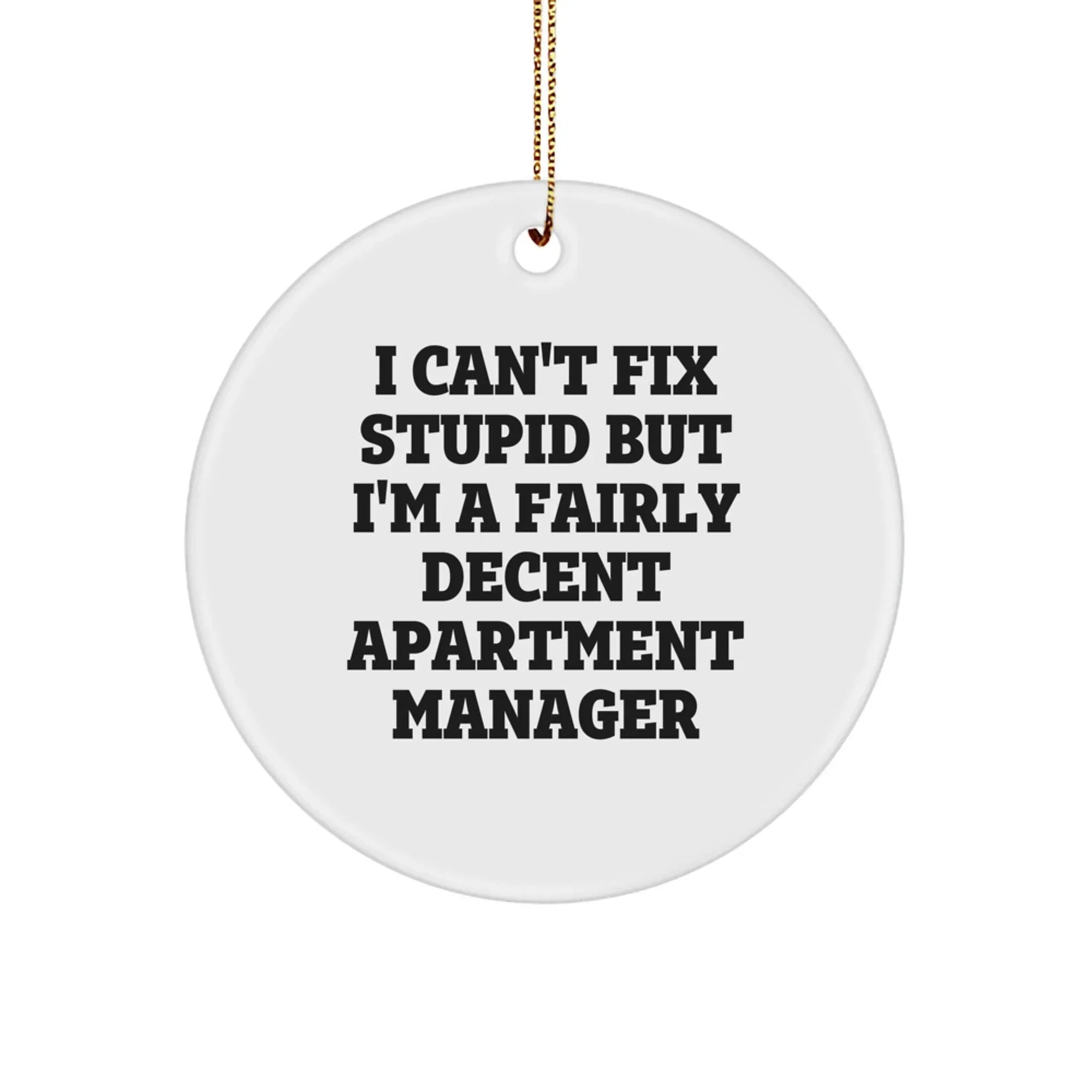 Funny Apartment Manager Christmas Unique Gifts for Men Women Friends Coworkers Family - I'm A Decent Manager Circle Ornament, Gifts from Apartment Manager