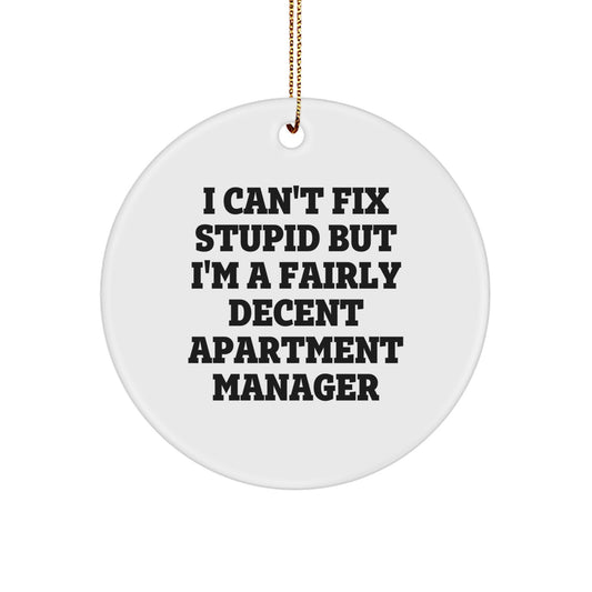 Funny Apartment Manager Christmas Unique Gifts for Men Women Friends Coworkers Family - I'm A Decent Manager Circle Ornament, Gifts from Apartment Manager - Image 1