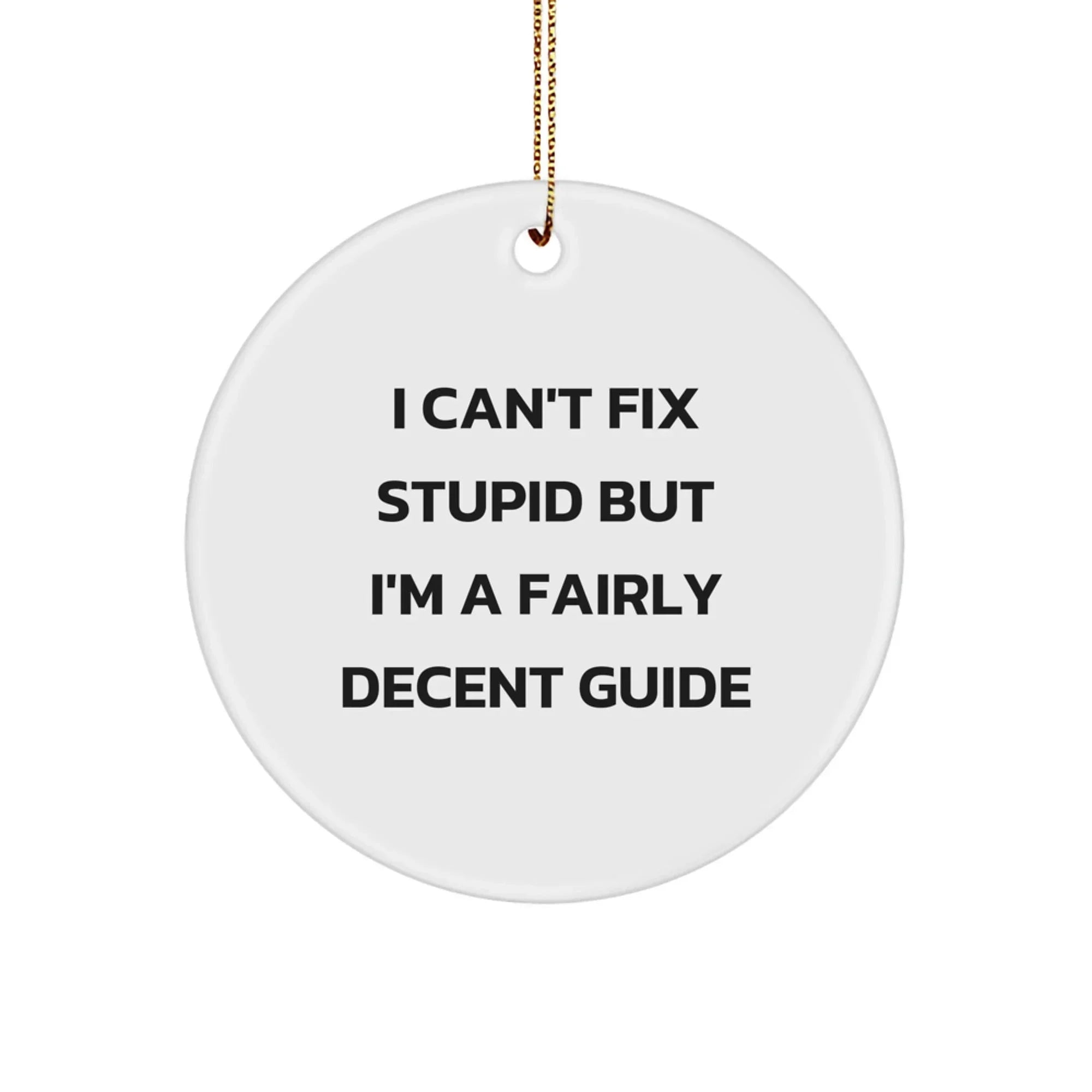 Funny Guide Gifts from Friends and Family - I Can't Fix Stupid But I'm A Decent Guide Christmas Circle Ornament