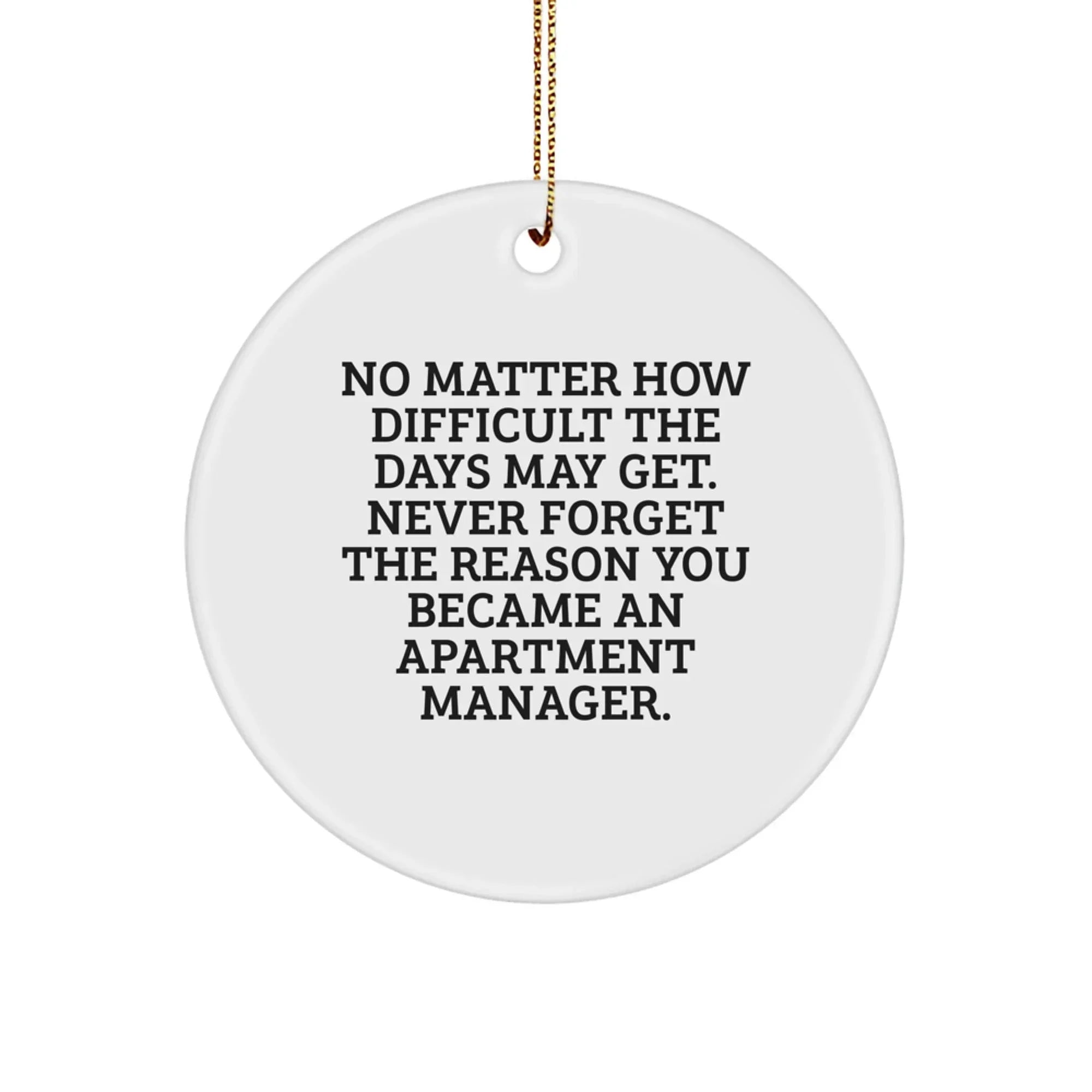 Funny Inspirational Gifts from Coworkers for Apartment Manager - Christmas Unique Gifts with Circle Ornament Quote - Motivational Apartment Manager Office Decor