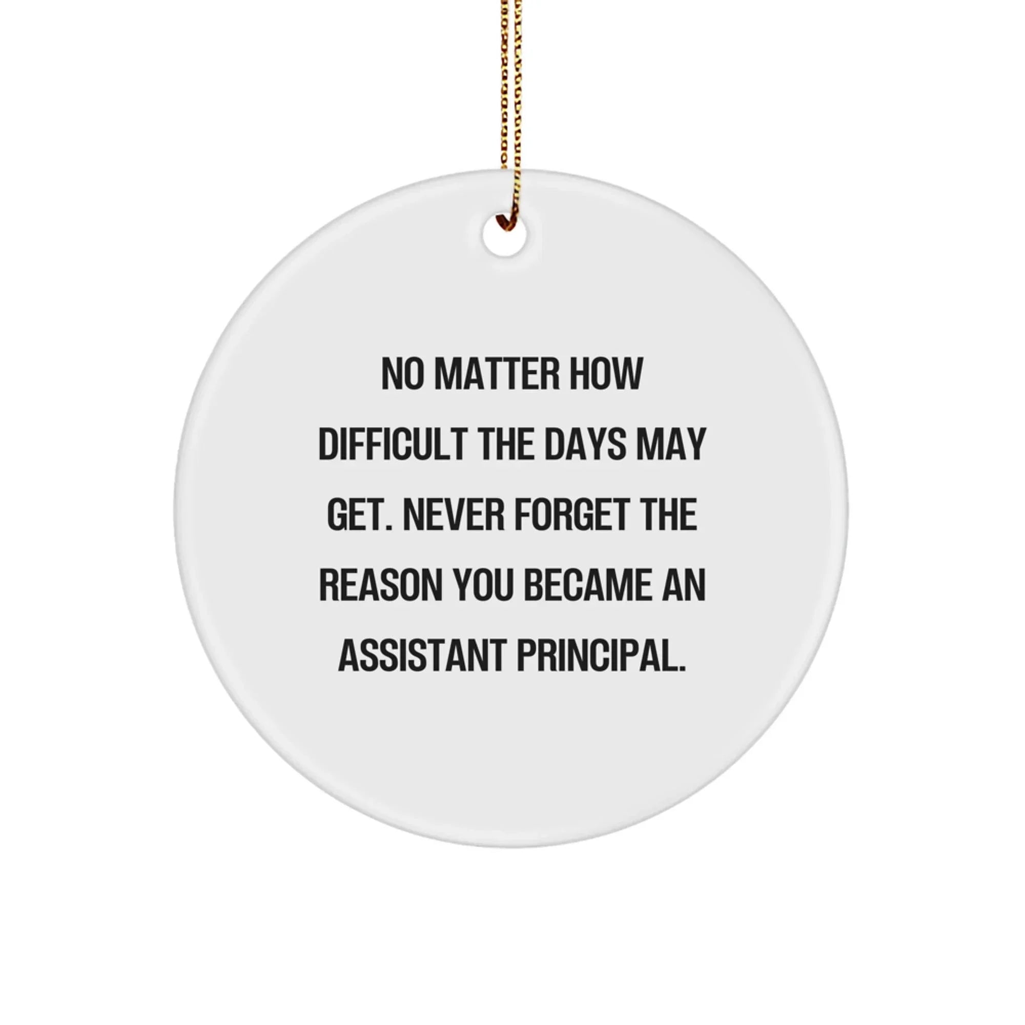Funny Assistant Principal Christmas Circle Ornament Gifts from Friends - Never Forget Your Reason, A Heartfelt Tribute - Perfect for Home, Office, or School Decor