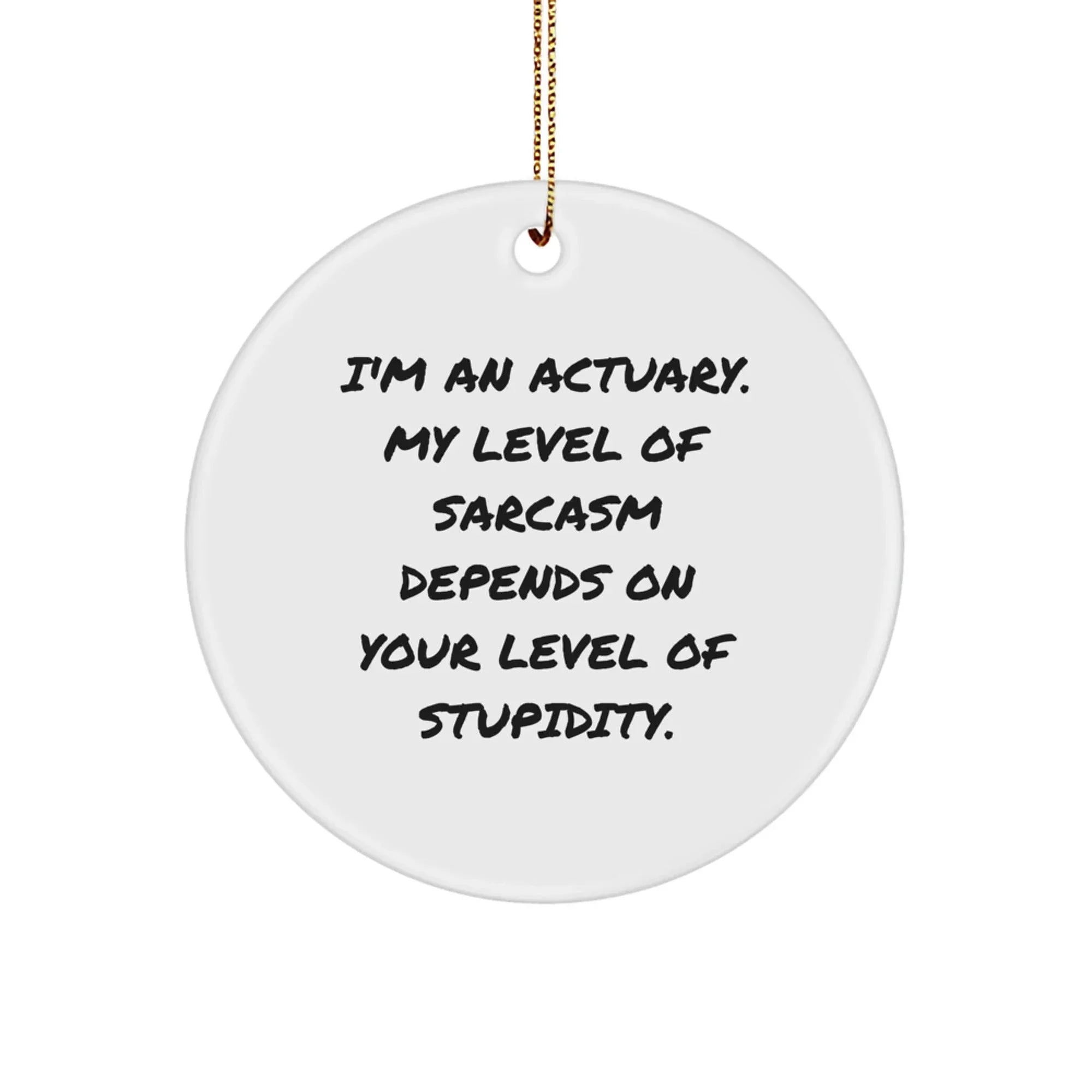 Funny Actuary Gifts for Men - I'm An Actuary Sarcasm Level Depends On Your Stupidity Christmas Ornament, Gift from Friends, Family, Coworkers to Actuary, Men, Women