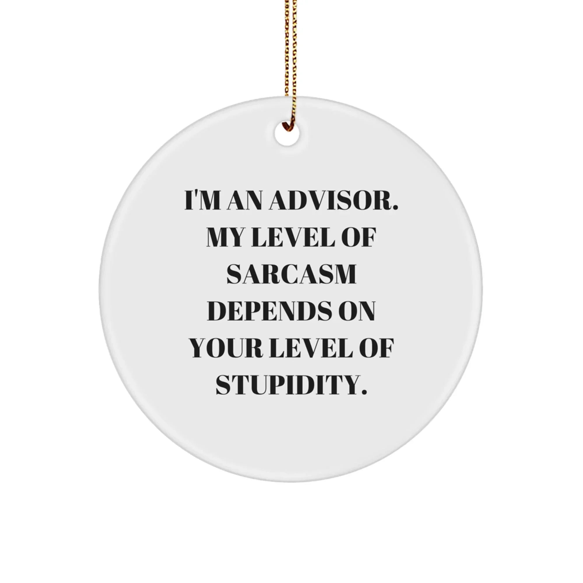 Funny Advisor Gifts Christmas Circle Ornament 'I'm An Advisor. My Level Of Sarcasm Depends On Your Level Of Stupidity.'