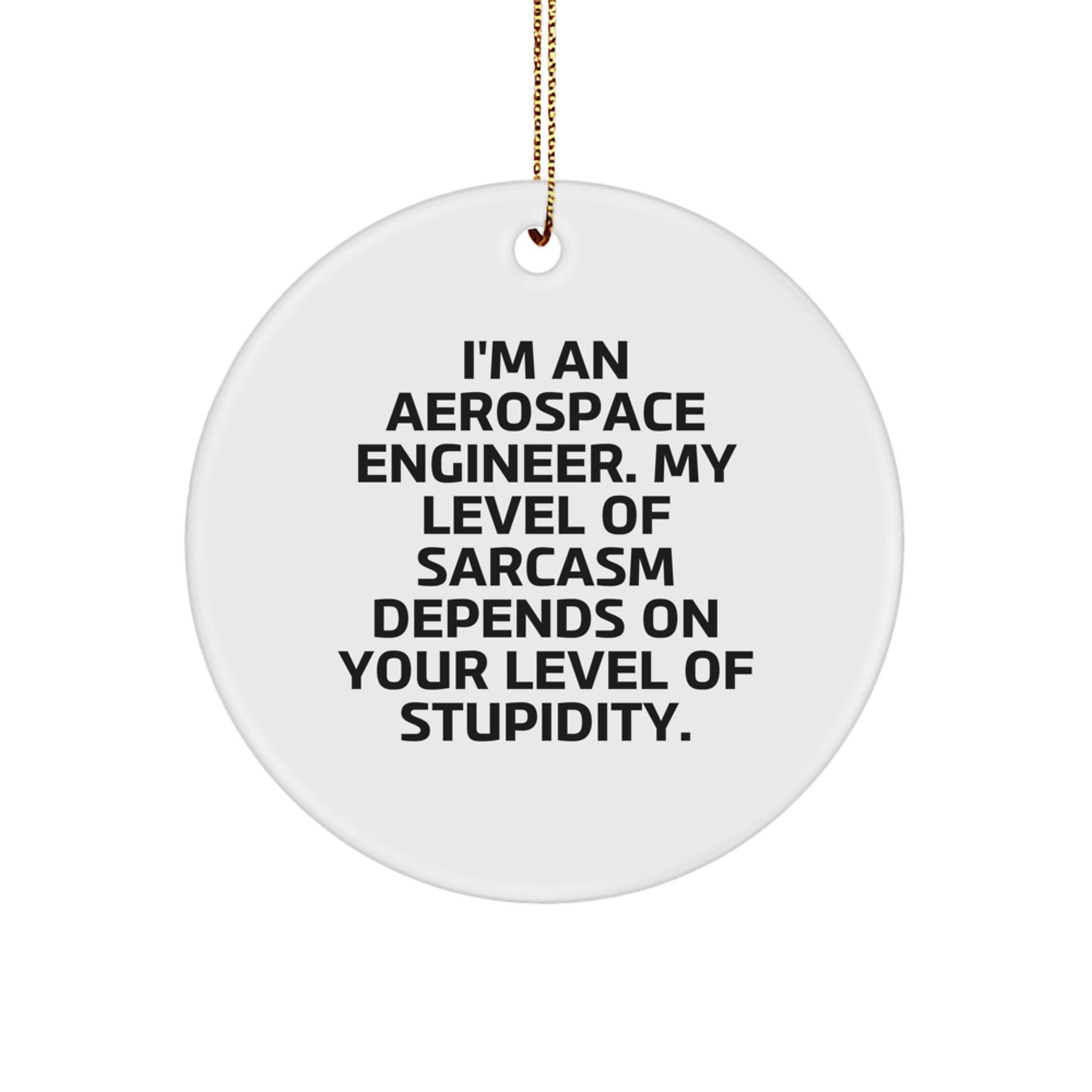 Aerospace Engineer Gifts from Friends for Men - Funny Circle Ornament with Sarcastic Quote - White Circle Shaped Christmas Unique Gifts - Image 1