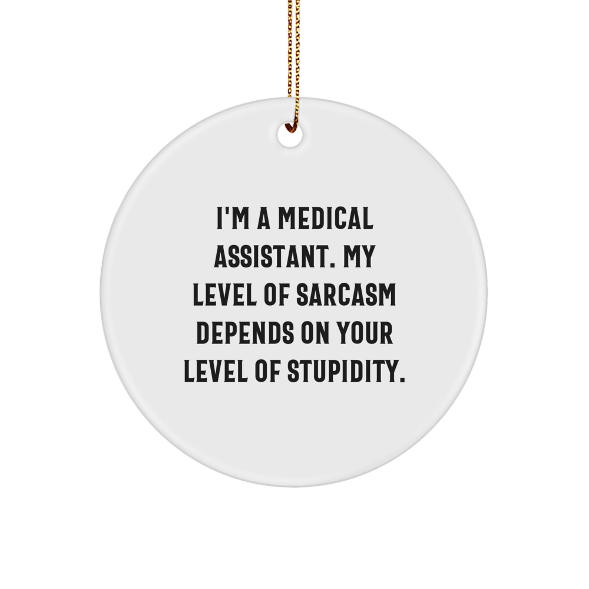 Funny Medical Assistant Gifts for Christmas from Friends - Circle Ornament with Sarcasm Quote for Medical Assistant Men Women Coworkers - Image 1