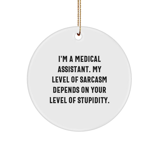 Funny Medical Assistant Gifts for Christmas from Friends - Circle Ornament with Sarcasm Quote for Medical Assistant Men Women Coworkers - Image 1
