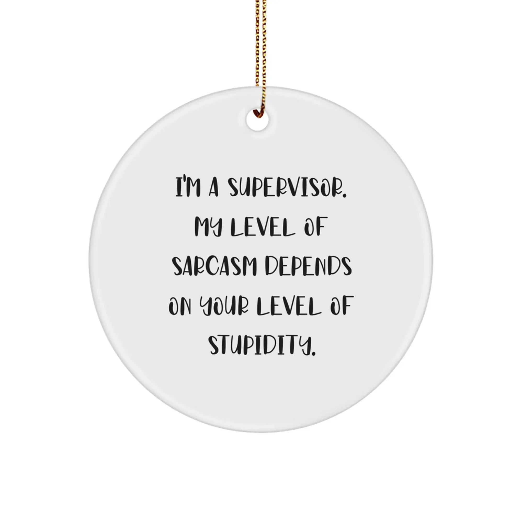 Funny Supervisor Gifts for Men from Coworkers - 'I'm A Supervisor My Level Of Sarcasm Depends On Your Level Of Stupidity' Christmas Unique Gifts, Circle Ornament for Boss, Friends, Family
