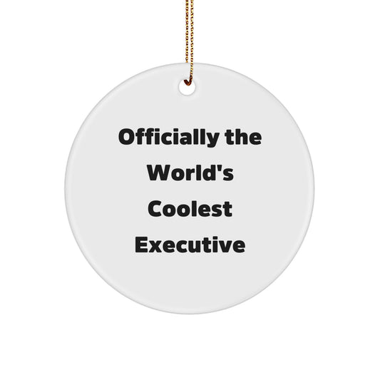 Funny Executive Circle Ornament - Gifts from Family and Friends for Men or Women - Unique Christmas Unique Gifts for Executive, Officially The World's Coolest Executive - Image 1