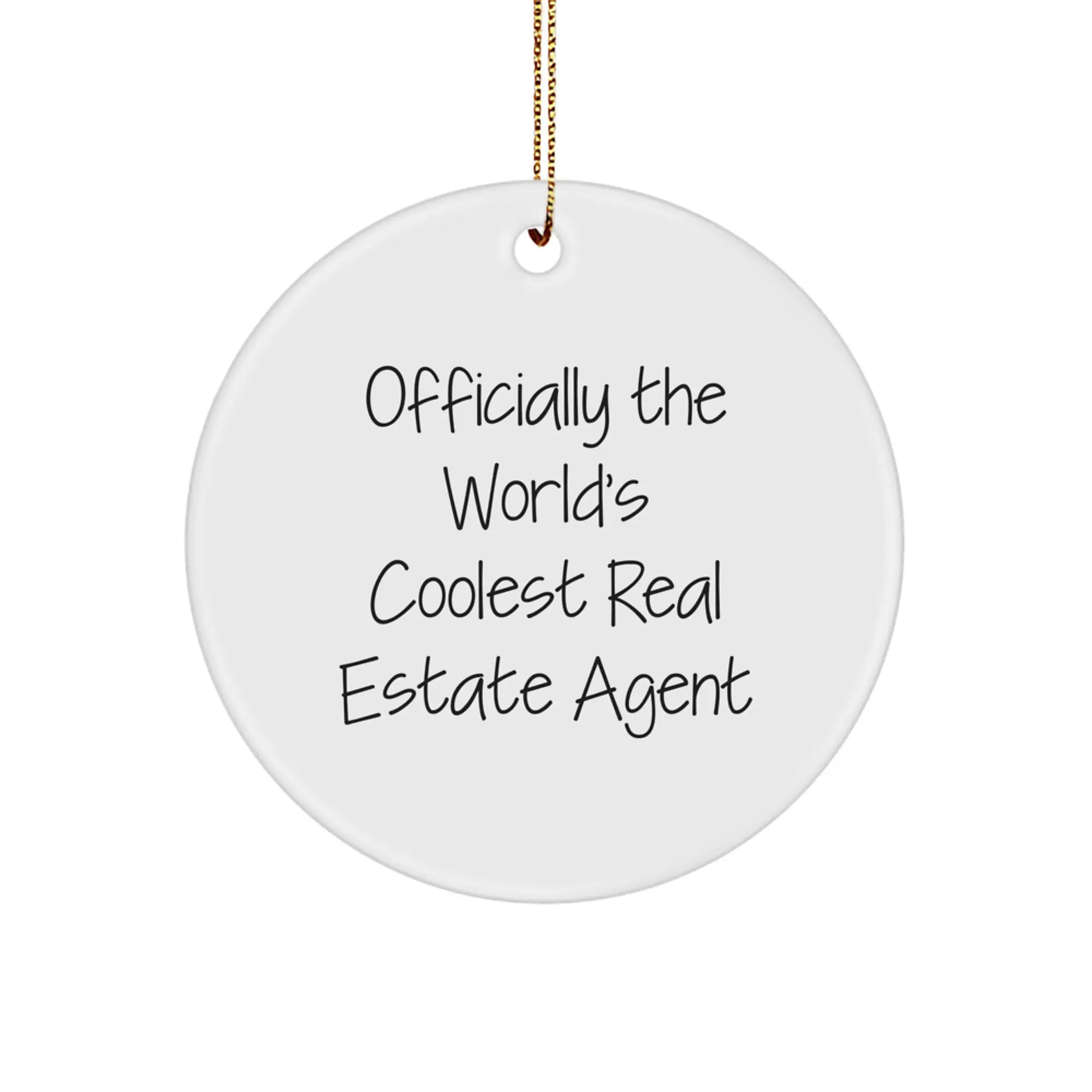 Funny Real Estate Agent Gifts for Men, Officially The World's Coolest Real Estate Agent Circle Ornament, Christmas Unique Gifts from Family - Image 1