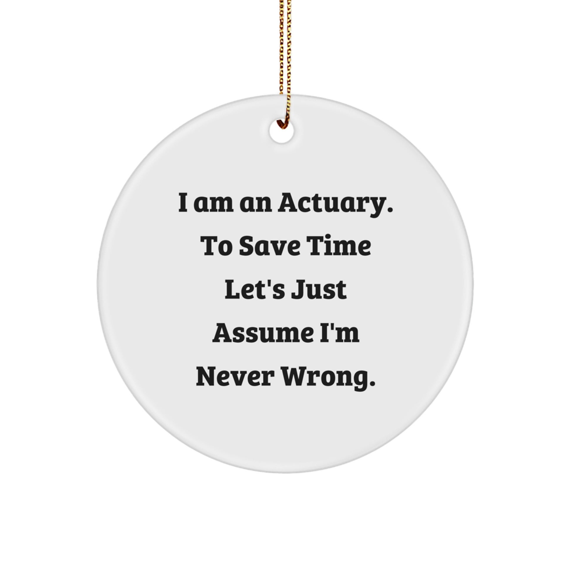 Funny Actuary Gifts from Friends, Unique Circle Ornament, Christmas Unique Gifts for Actuaries, I'm Never Wrong - Image 1