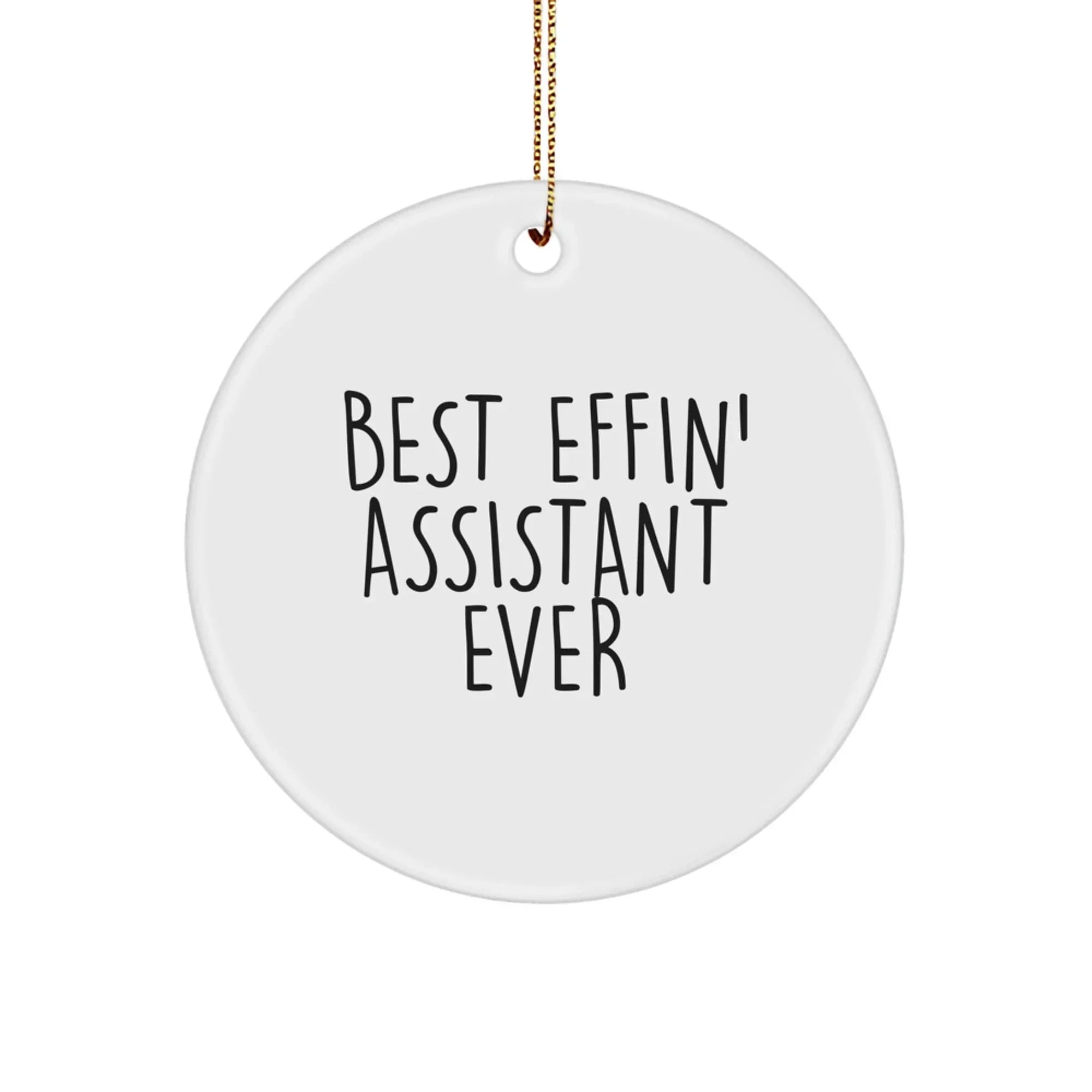 Funny Christmas Unique Gifts from Friends, Best Effin' Assistant Ever Circle Ornament, Funny Assistant Gifts for Men, Best Assistant Ever Decorative Circle Ornament Gift