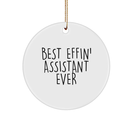 Funny Christmas Unique Gifts from Friends, Best Effin' Assistant Ever Circle Ornament, Funny Assistant Gifts for Men, Best Assistant Ever Decorative Circle Ornament Gift - Image 1