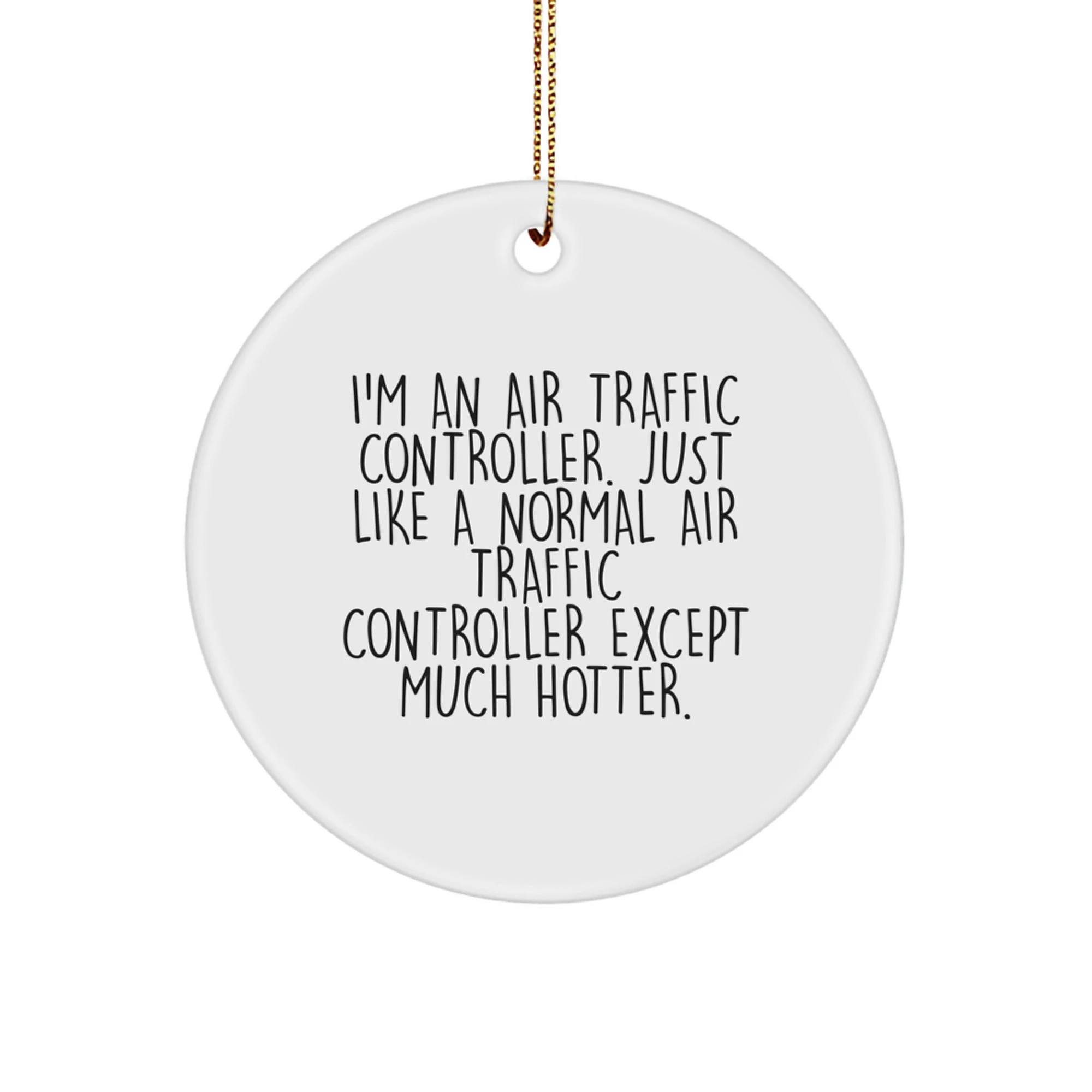 Air Traffic Controller Gifts for Him Funny Christmas Circle Ornament MDF Wood - Image 1