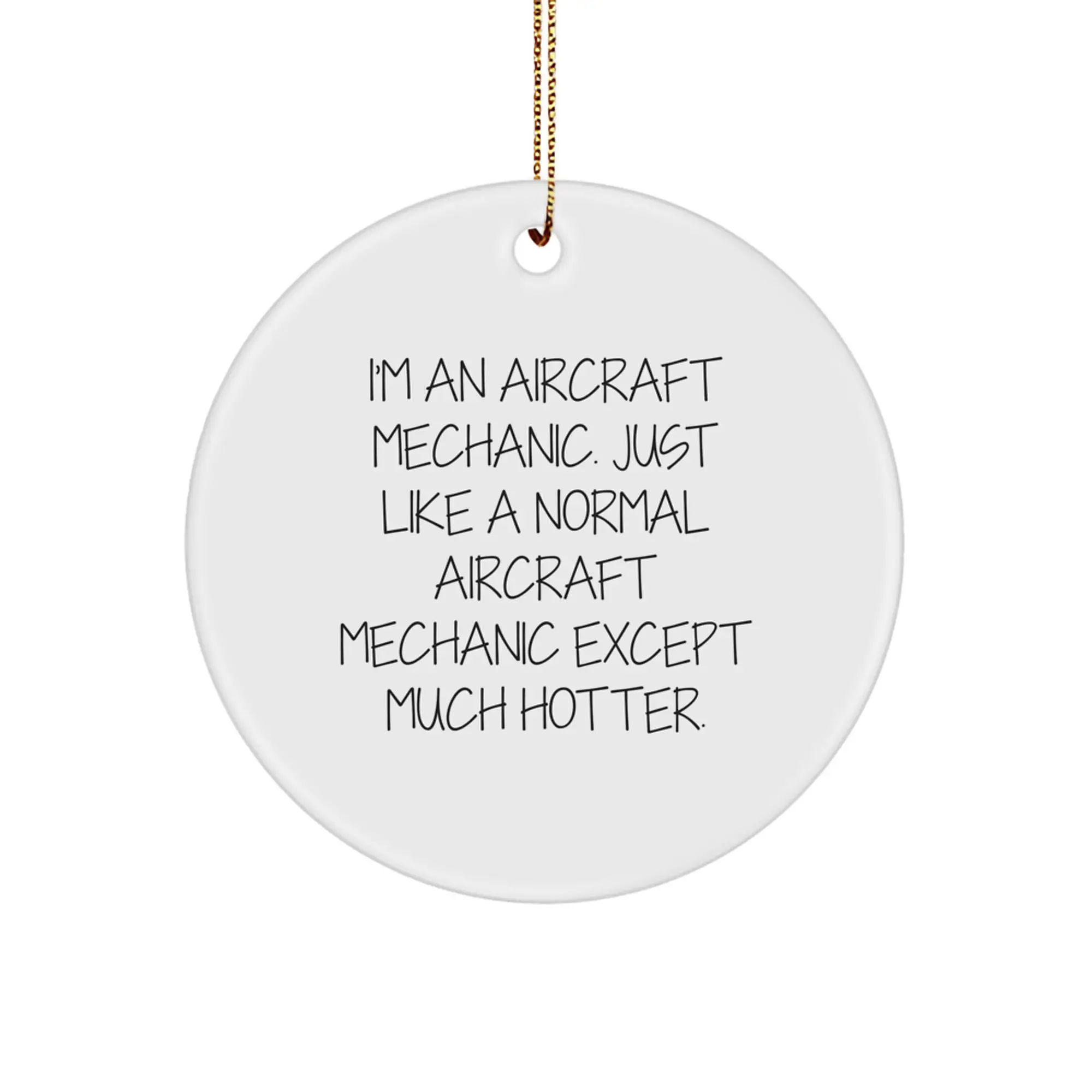 Funny Airplane Mechanic Christmas Circle Ornament Gifts for Men from Friends - Image 1