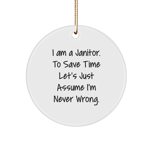 Funny Janitor Gifts from Family for Janitor Friends and Coworkers Unique Circle Ornament for Christmas - Image 1