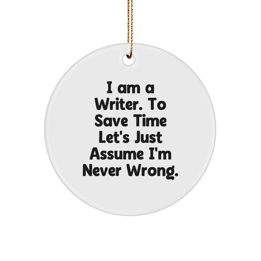 Funny Writer Circle Ornament Gifts for Writers, Christmas Unique Gifts from Friends, Coworkers, Family - Image 1