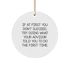 Funny Advisor Gifts from Friends for Christmas Circle Ornament, Inspirational Advisor Quotes, Circle Shaped White Decorative Ornament