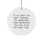 Funny Postmaster Gifts from Friends, Inspirational Christmas Unique Gifts for Postmaster, Circle Ornament with Gold Cord