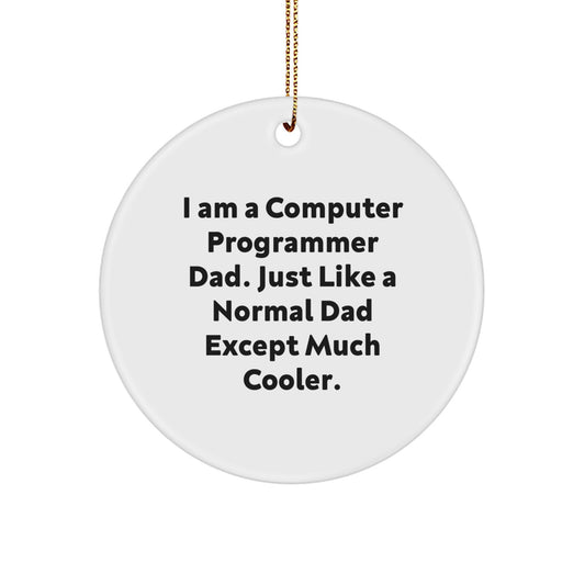 Funny Computer Programmer Gifts for Dad - I Am A Computer Programmer Dad Circle Ornament, Christmas Unique Ornaments for Home - Image 1
