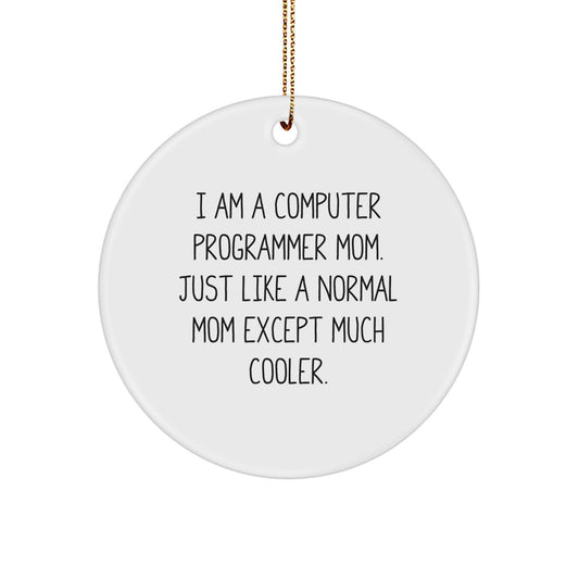 Funny Computer Programmer Mom Circle Ornament, Gifts for Computer Programmer, Christmas Unique Gifts from Mom, Christmas Decorations for Home, Inspirational Quote - Image 1