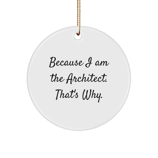 Architect Gifts, Because I Am The Architect. That's Why., Circle Ornament, Christmas Unique Gifts from Men to Family