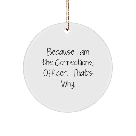 Funny Correctional Officer Gifts from Friends Christmas Unique Ornaments, Correctional Officer Circle Ornament Because I Am The Correctional Officer. That's Why. Gifts for Correctional Officer - Image 1