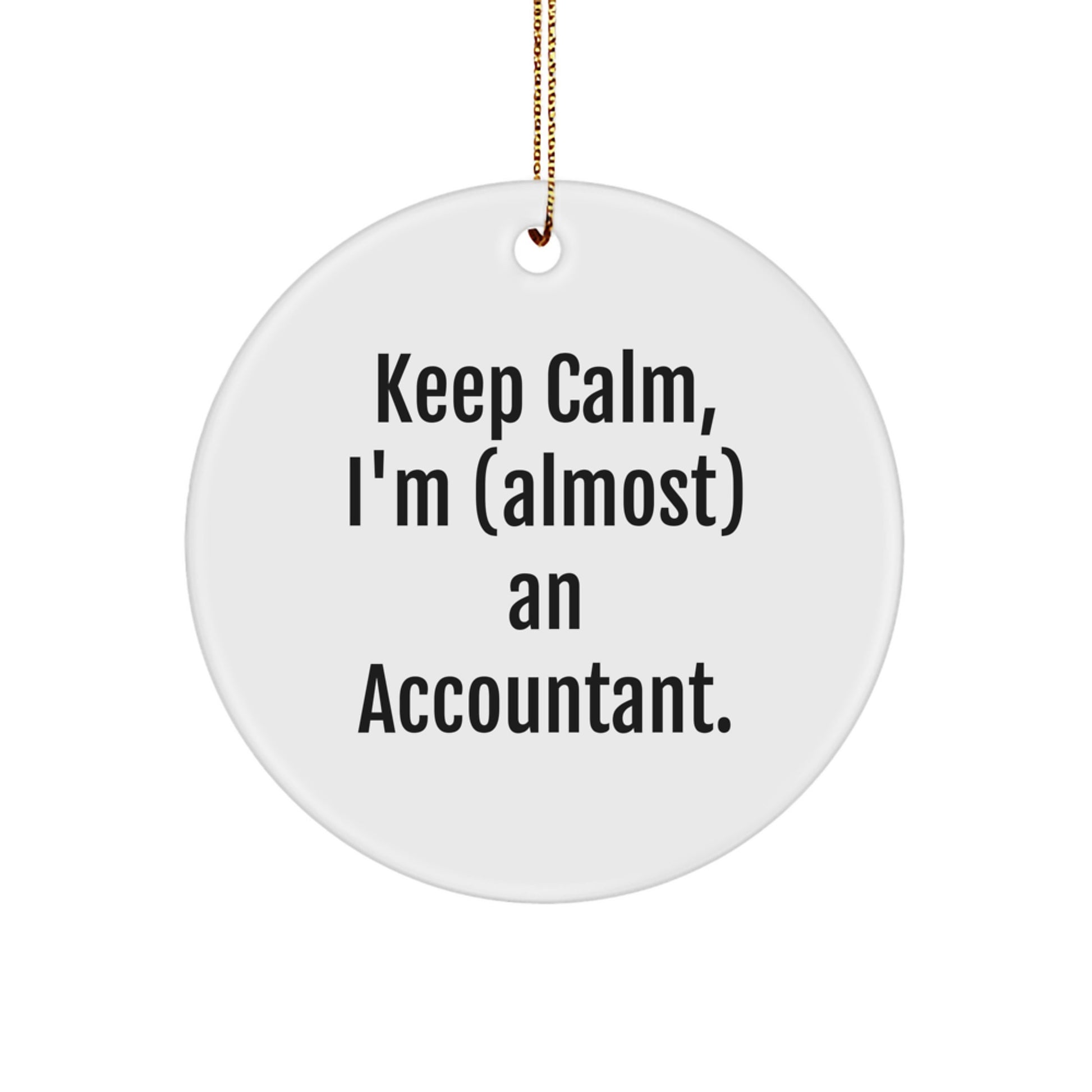Funny Accountant Gifts for Men, Unique Christmas Circle Ornament 'Keep Calm, I'm (almost) An Accountant' from Friend or Family - Image 1