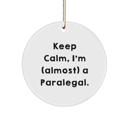 Paralegal Christmas Circle Ornament, Funny Quote Gifts for Paralegal Friends, Coworkers and Family from Men, Women and Kids - Image 1
