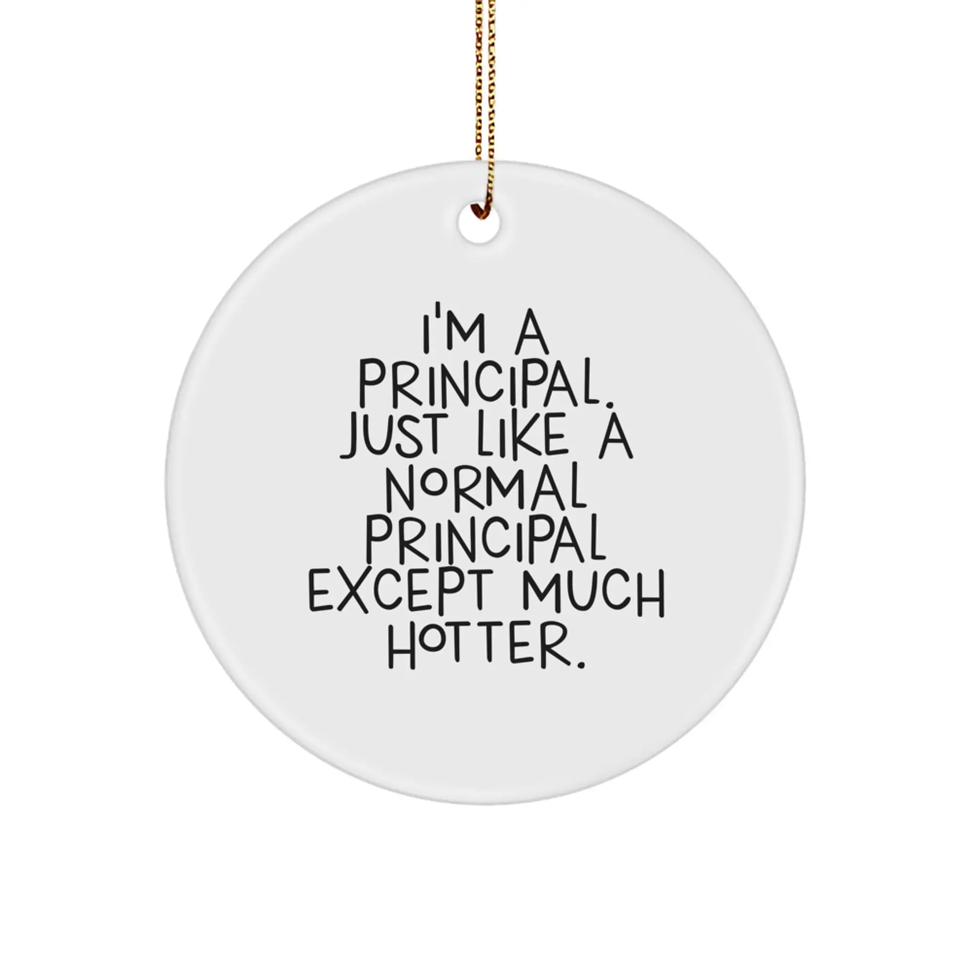 Funny Principal Gifts for Men - Circle Ornament with 'I'm A Principal' Quote, White, Christmas Unique Presents - Image 1