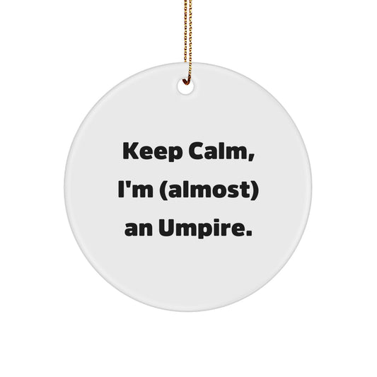 Funny Umpire Gifts from Friends, Unique Circle Ornament for Umpire Fans, Keep Calm I'm (almost) An Umpire Gift for Men Women Coworkers Family - Image 1